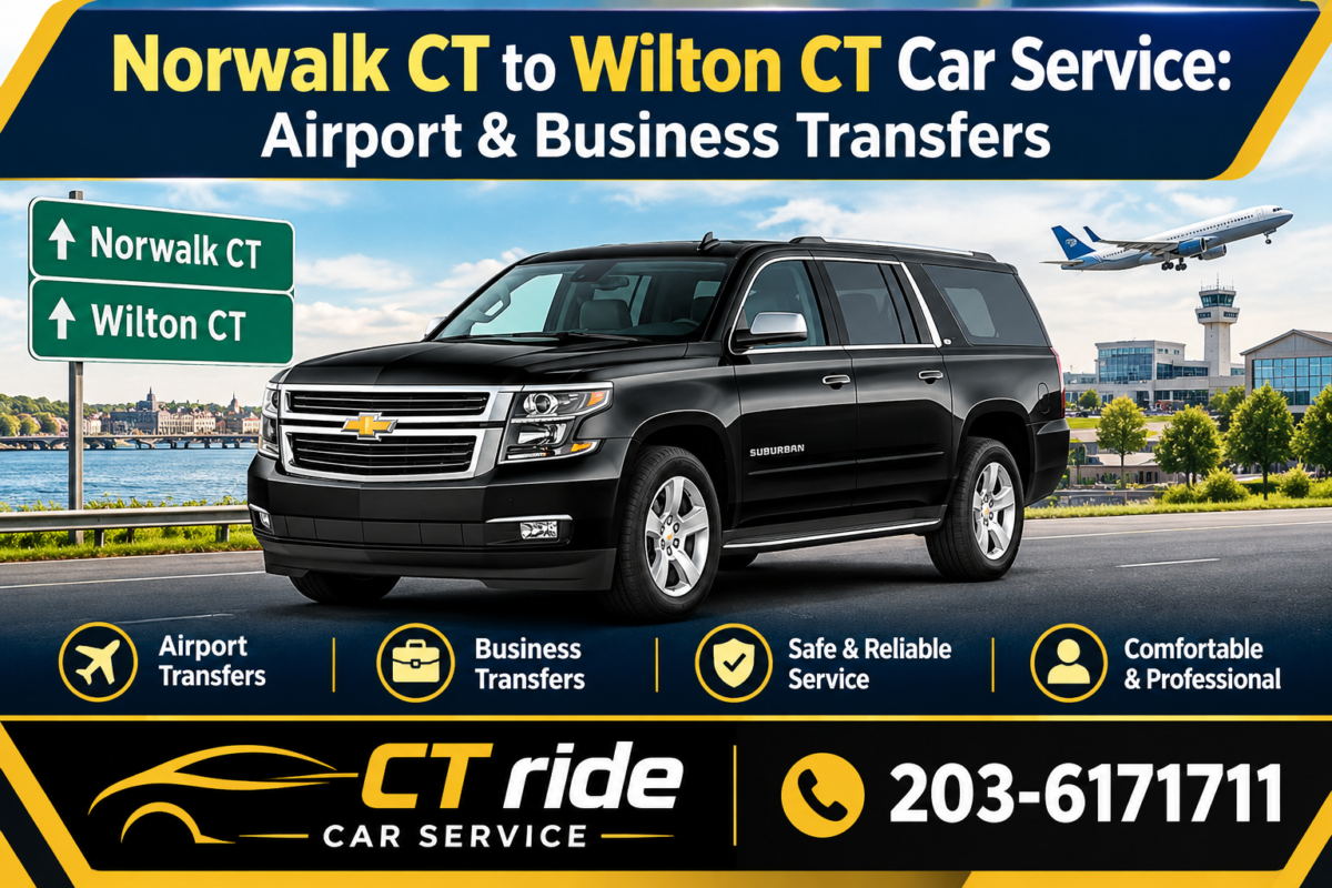 Norwalk CT to Wilton car service: black SUV for airport and business transfers with CT Ride Car Service
